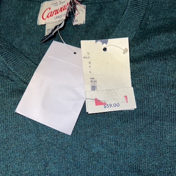 Men’s sweater v neck lands end canvas green M nwt - Picture 4 of 4